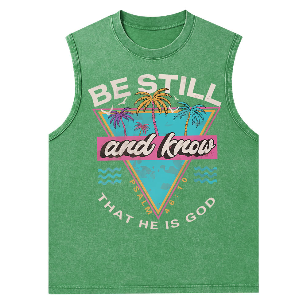 Be Still And Know Christian Washed Tank Top