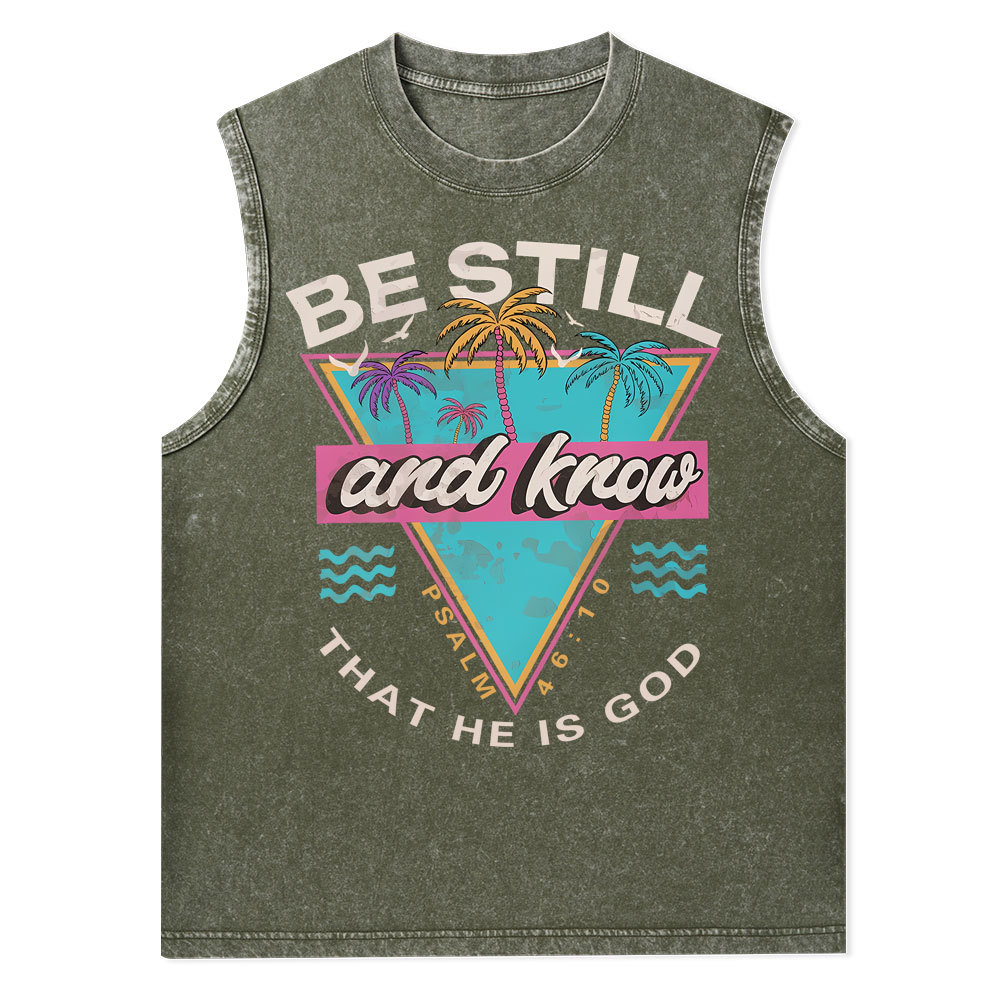 Be Still And Know Christian Washed Tank Top