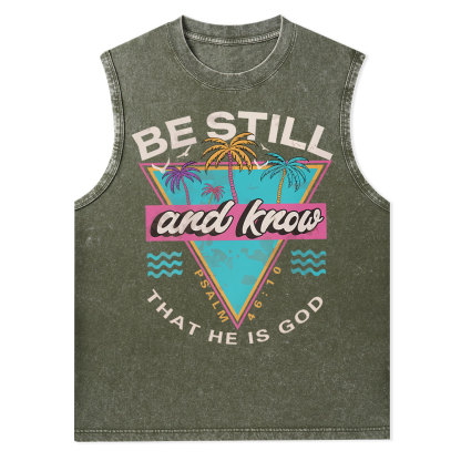 Be Still And Know Christian Washed Tank Top