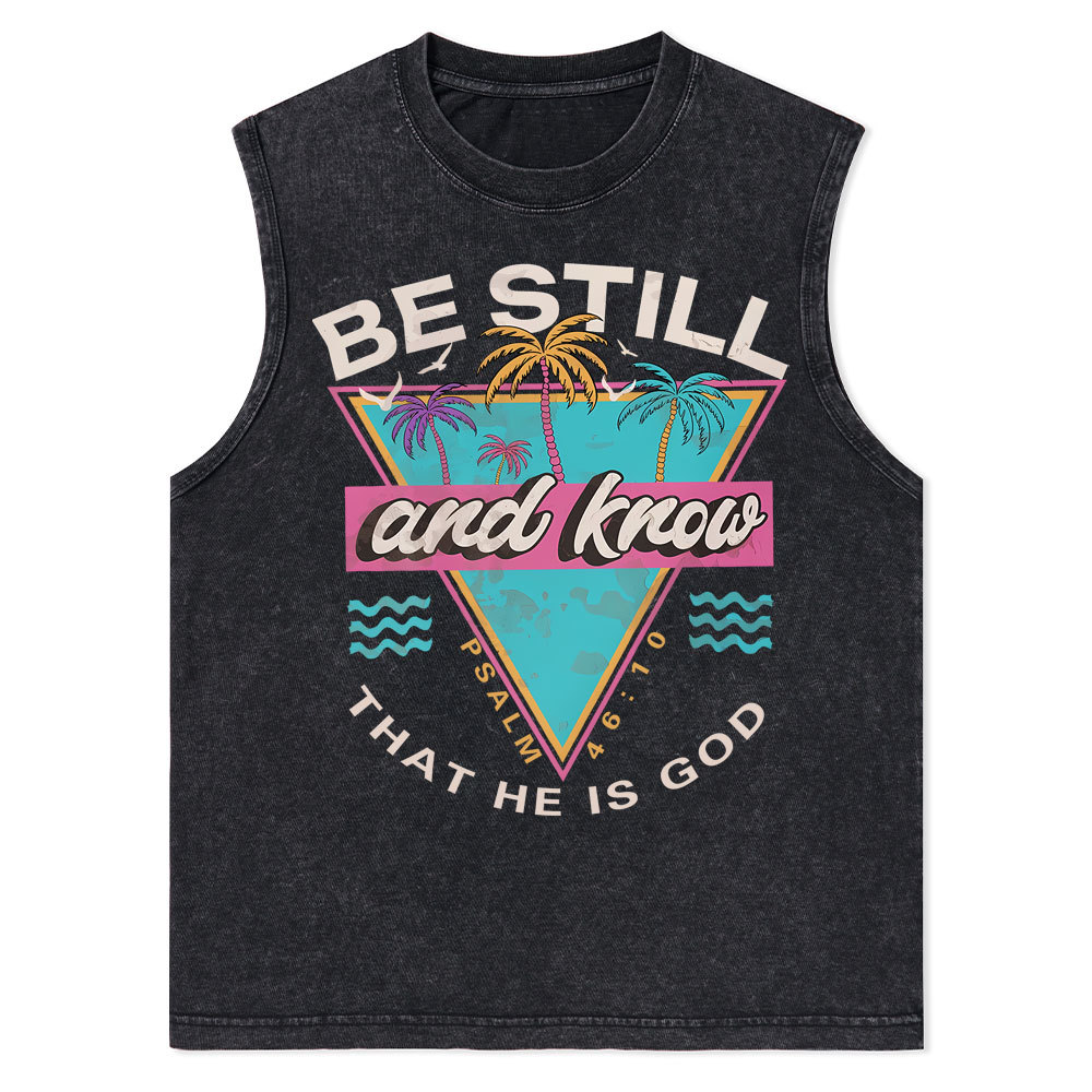 Be Still And Know Christian Washed Tank Top