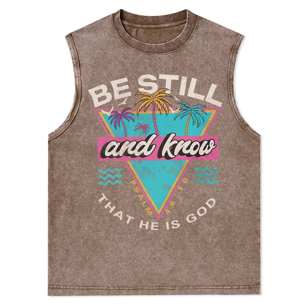 Be Still And Know Christian Washed Tank Top