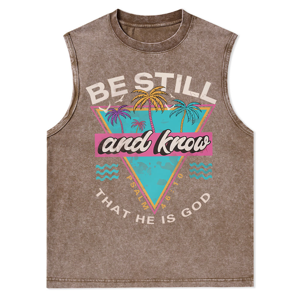 Be Still And Know Christian Washed Tank Top