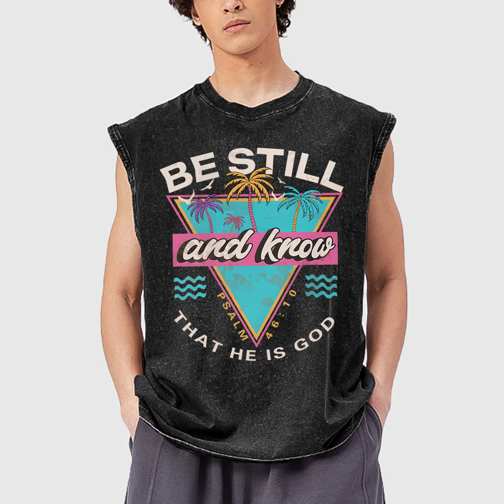 Be Still And Know Christian Washed Tank Top
