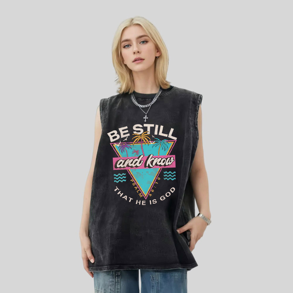 Be Still And Know Christian Washed Tank Top