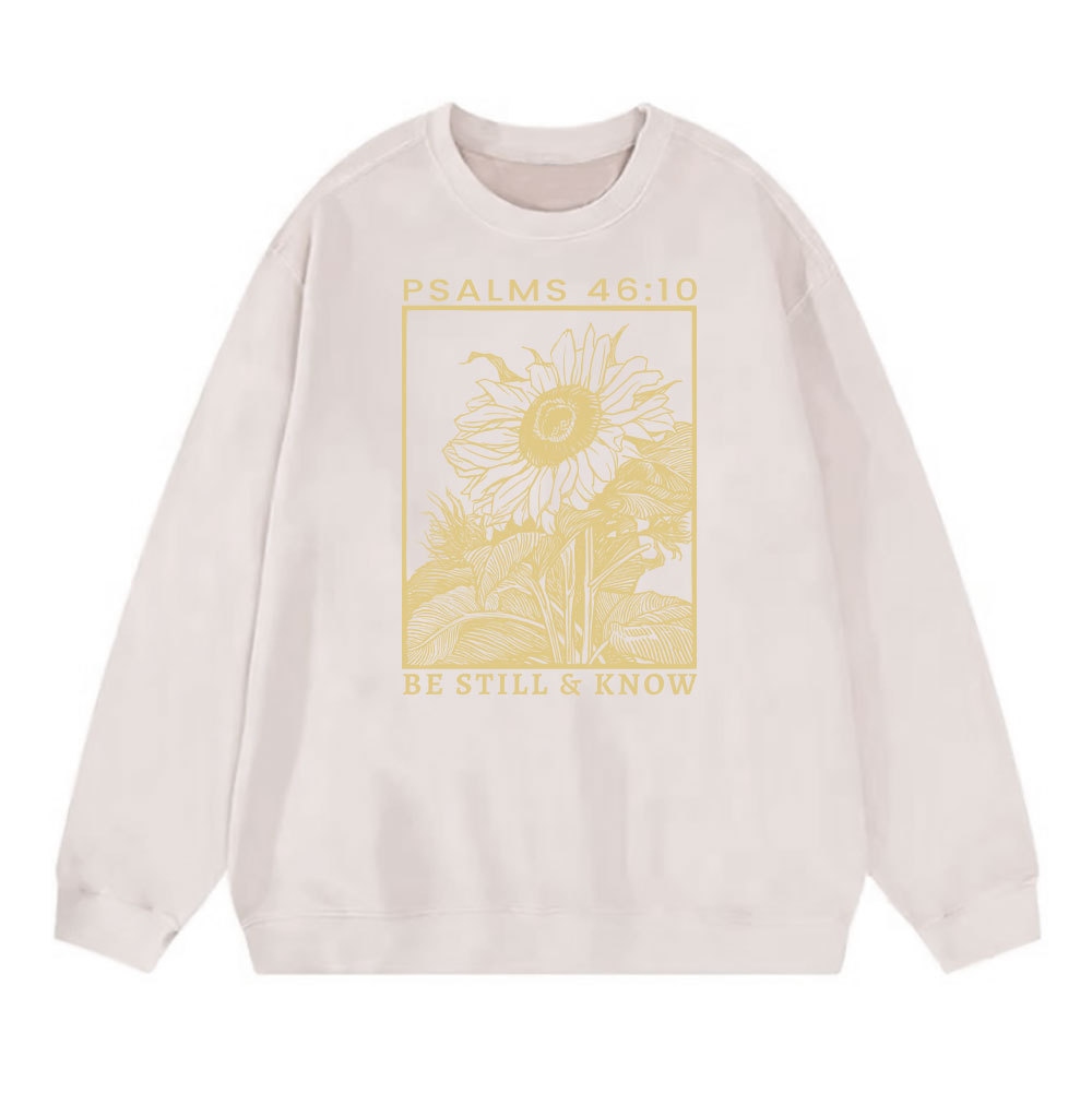 Be Still And Know Sunflower Christian Washed Sweatshirt