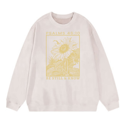 Be Still And Know Sunflower Christian Washed Sweatshirt