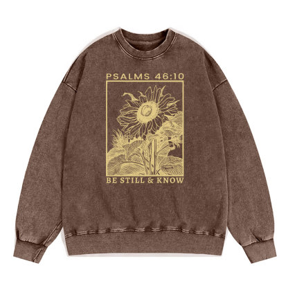Be Still And Know Sunflower Christian Washed Sweatshirt
