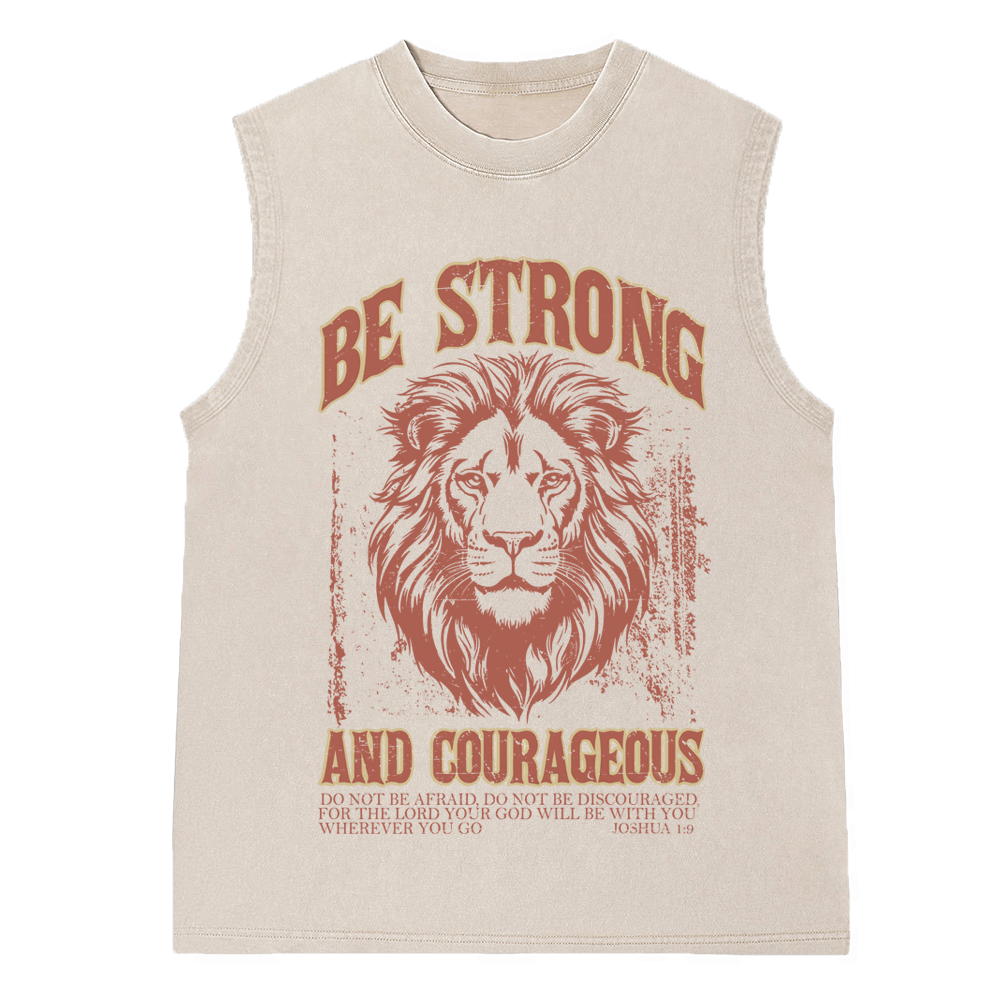Be Strong And Courageous Christian Washed Sleeveless Tee