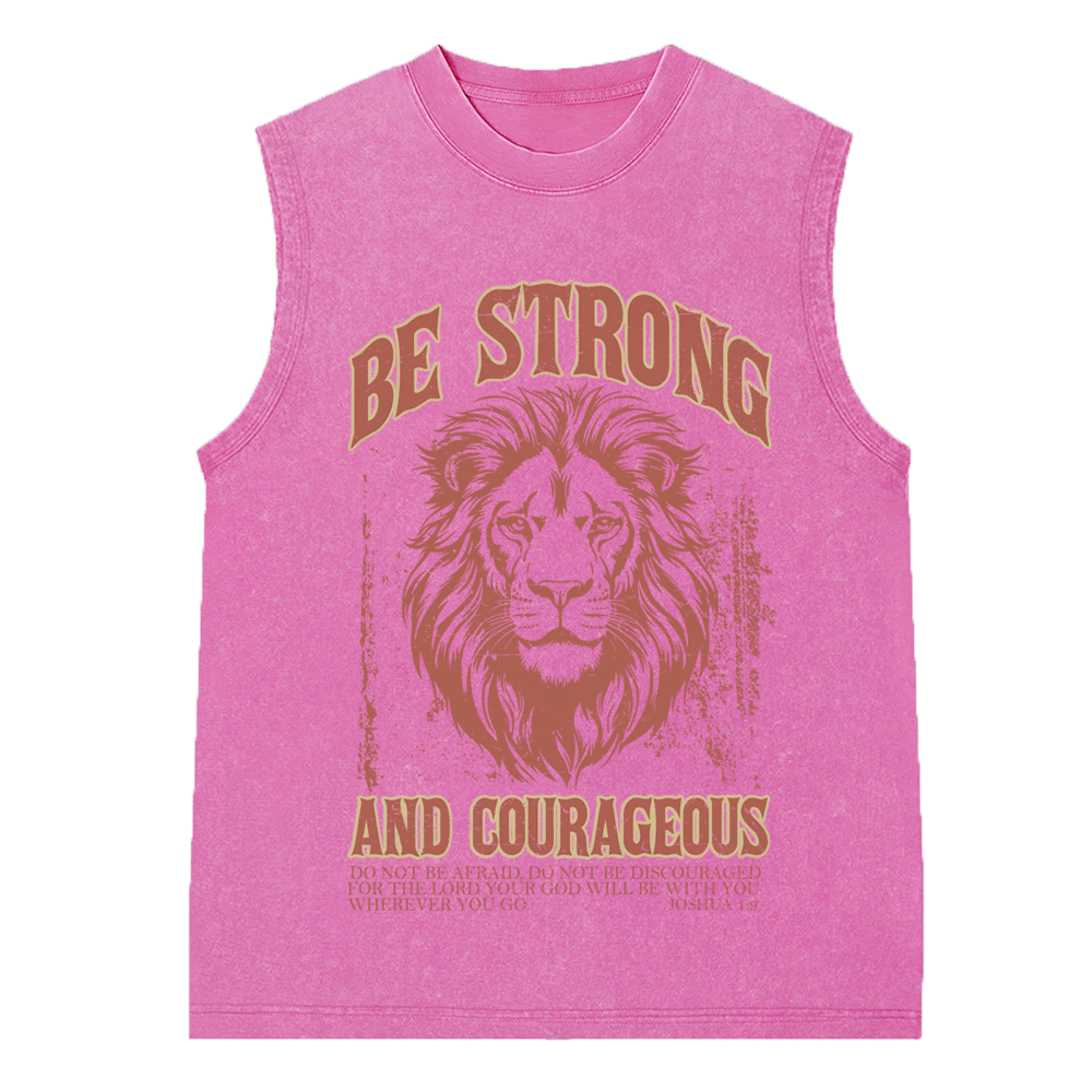 Be Strong And Courageous Christian Washed Sleeveless Tee