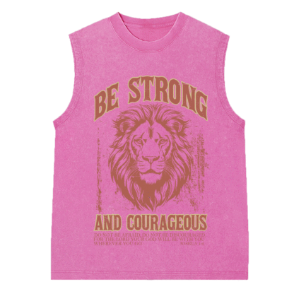 Be Strong And Courageous Christian Washed Sleeveless Tee