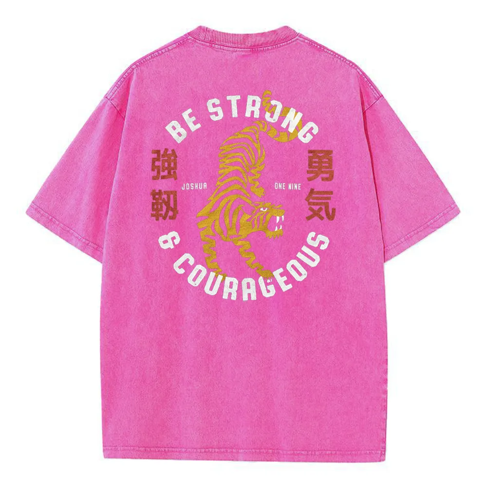 Be Strong And Courageous Christian Washed T-Shirt
