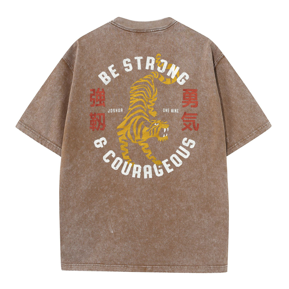Be Strong And Courageous Christian Washed T-Shirt
