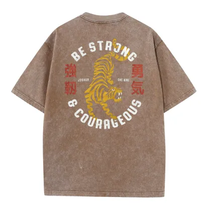 Be Strong And Courageous Christian Washed T-Shirt