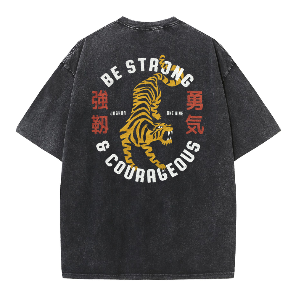 Be Strong And Courageous Christian Washed T-Shirt