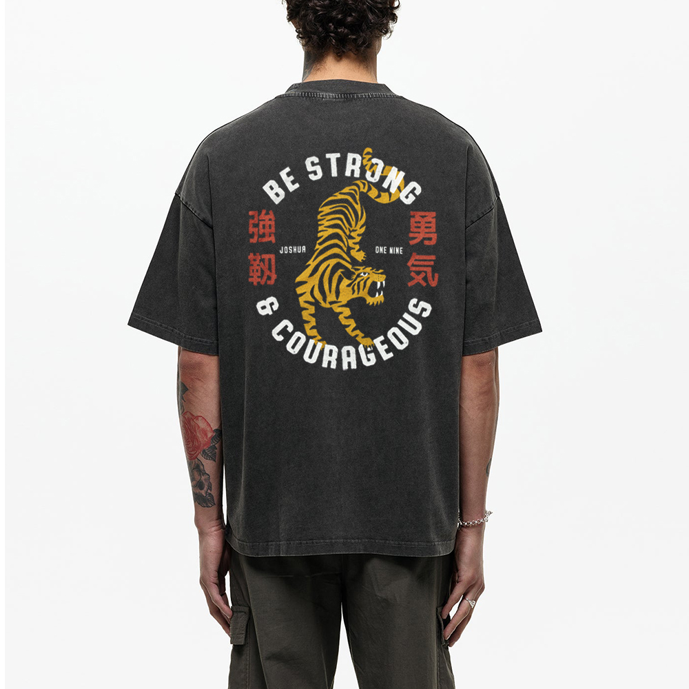Be Strong And Courageous Christian Washed T-Shirt
