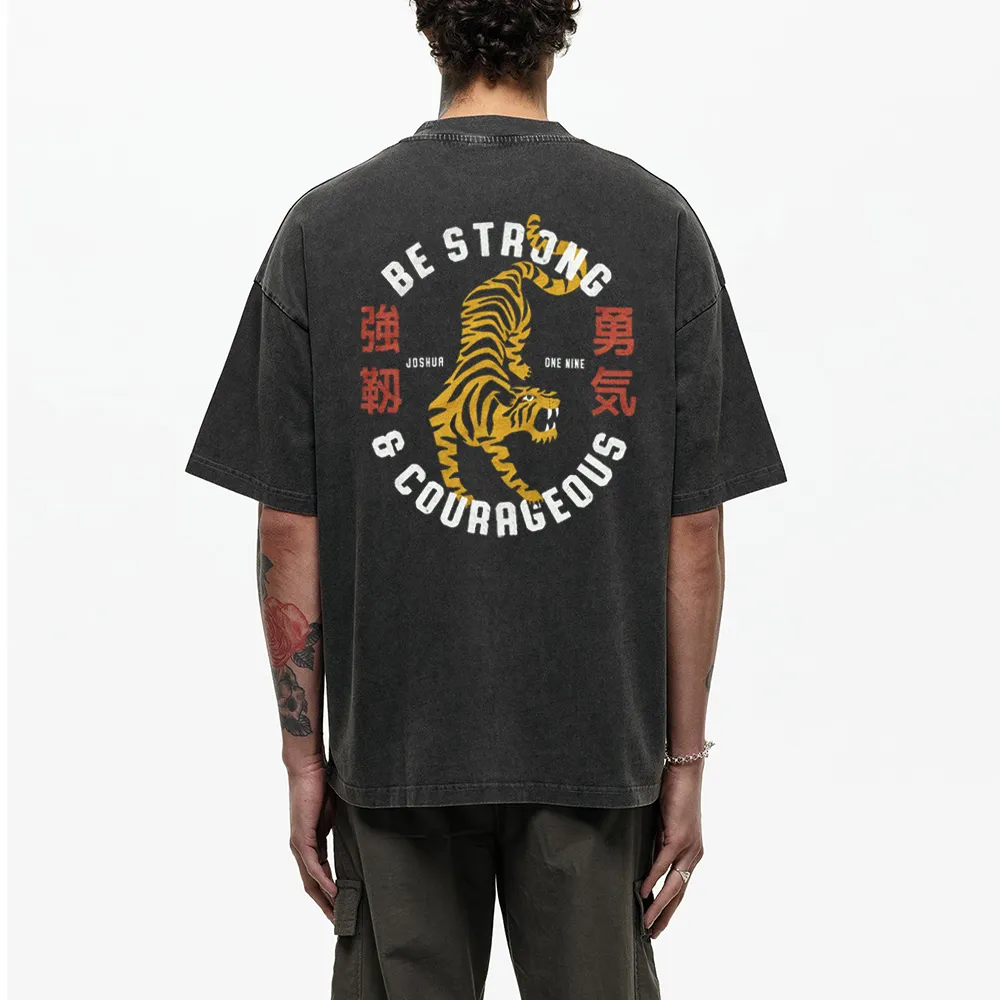 Be Strong And Courageous Christian Washed T-Shirt