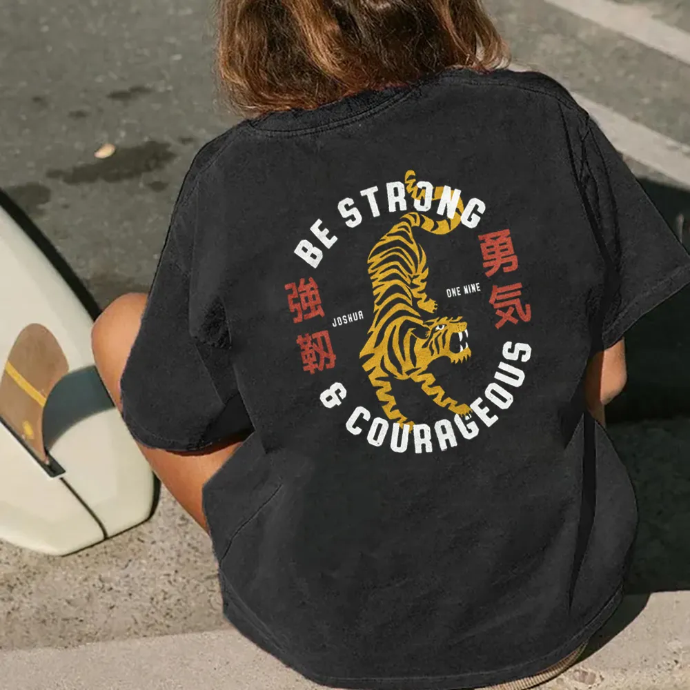 Be Strong And Courageous Christian Washed T-Shirt