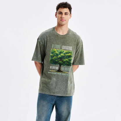 Be Strong And Courageous Christian Washed T-Shirt