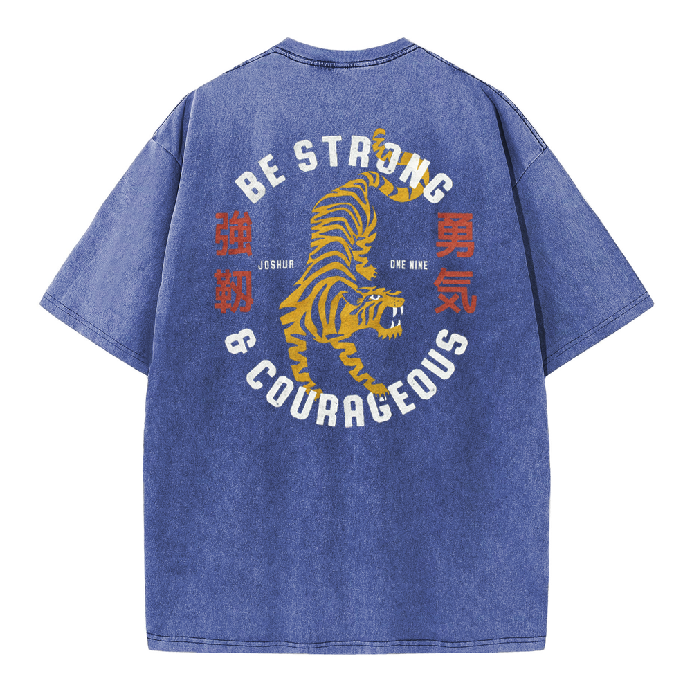 Be Strong And Courageous Christian Washed T-Shirt