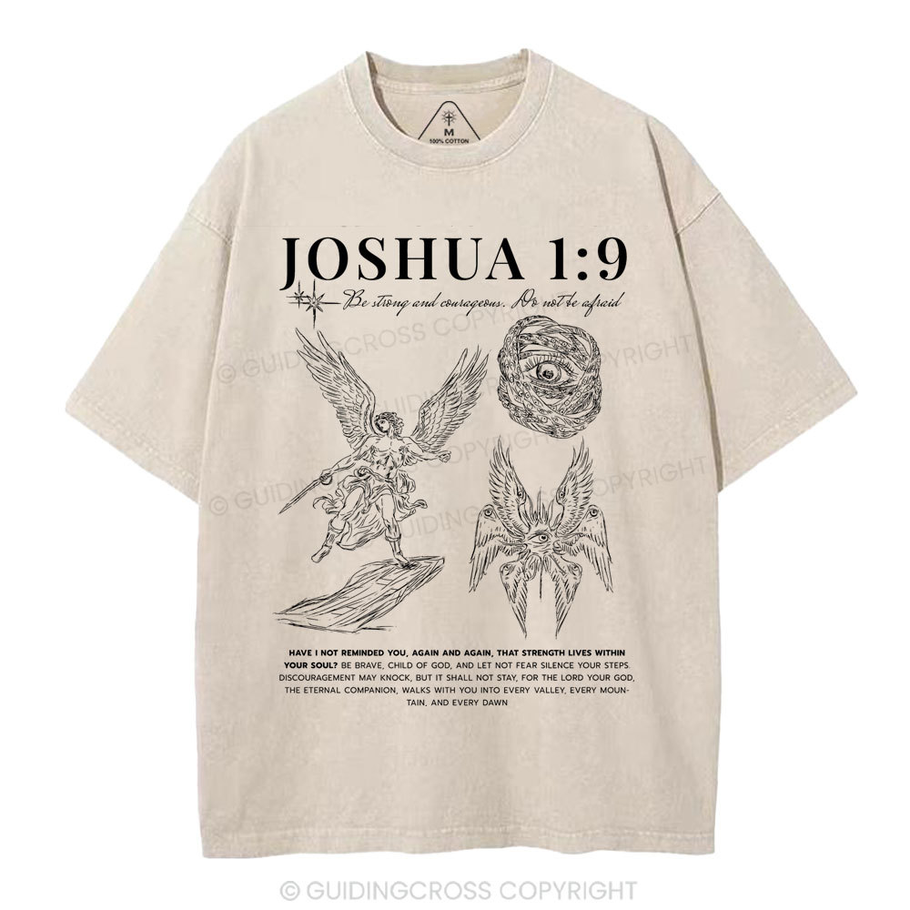 Be Strong And Courageous Christian Washed T-Shirt