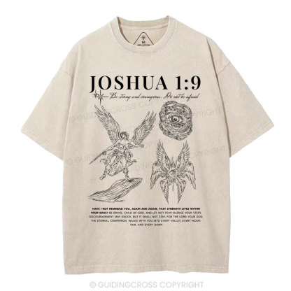 Be Strong And Courageous Christian Washed T-Shirt