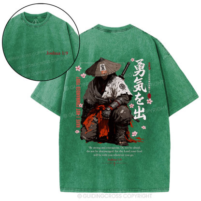 Be Strong And Courageous Christian Washed T-Shirt