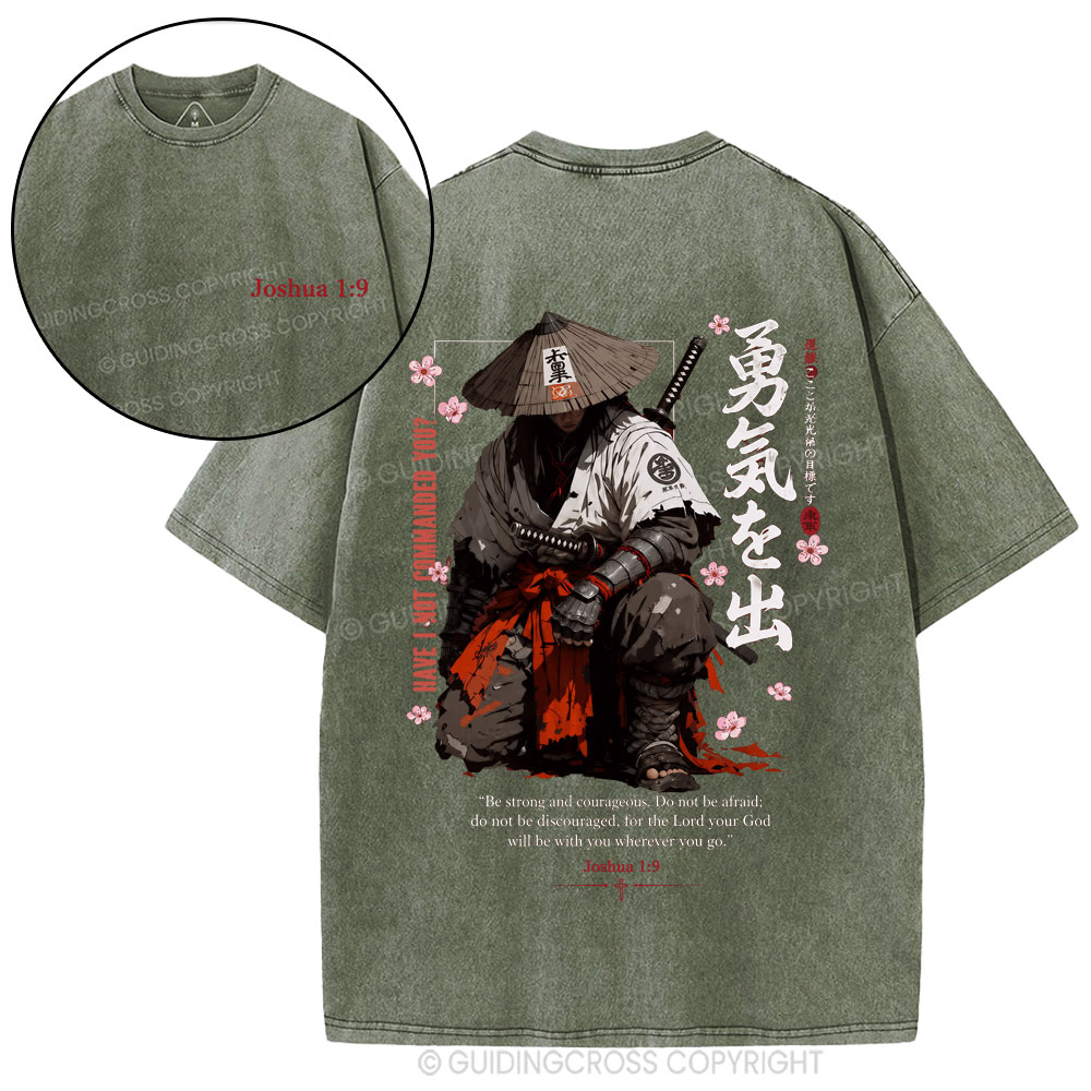 Be Strong And Courageous Christian Washed T-Shirt