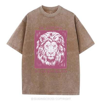 Be Strong And Courageous  Christian Washed T-Shirt