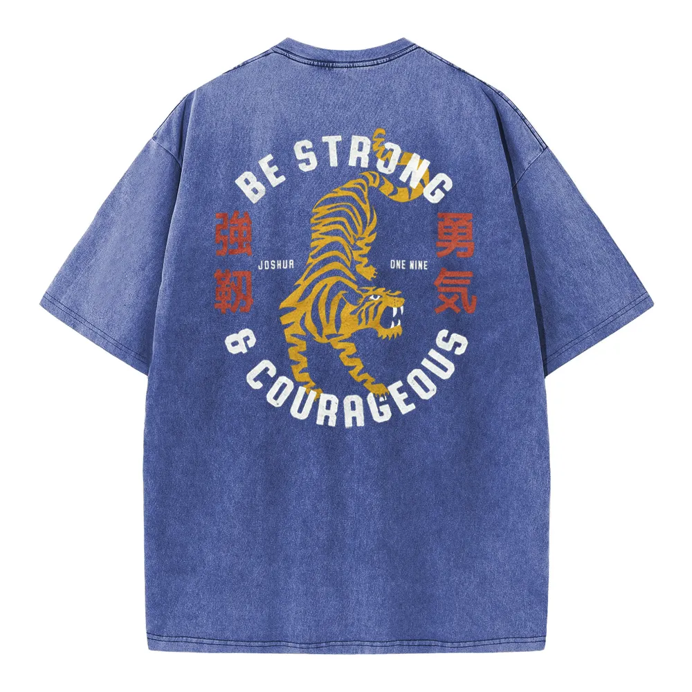 Be Strong And Courageous Christian Washed T-Shirt