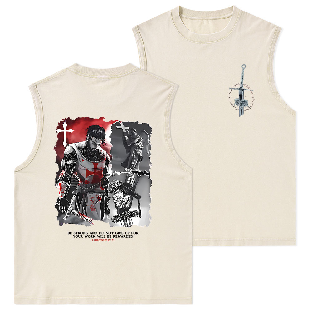 Be Strong And Do Not Give Up Christian Washed Tank Top