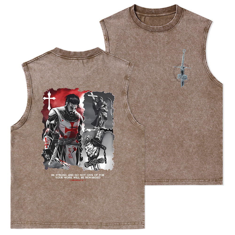 Be Strong And Do Not Give Up Christian Washed Tank Top