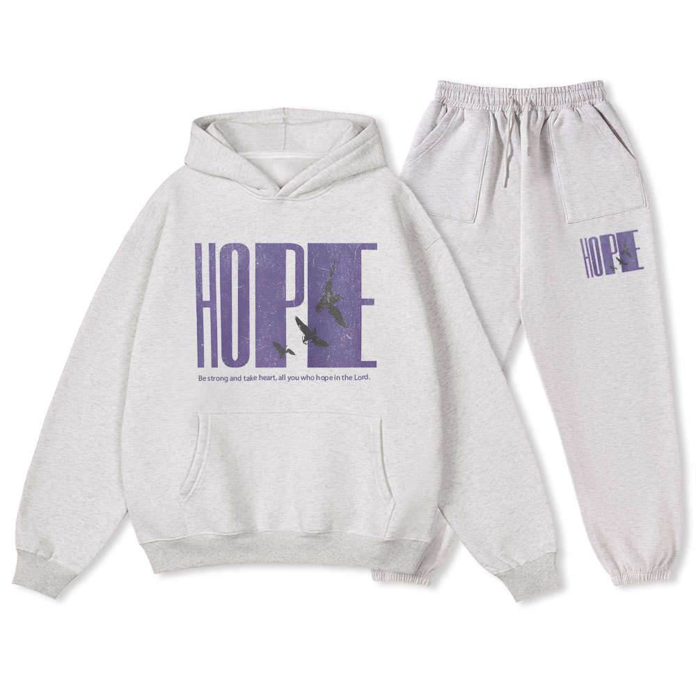 Be Strong And Take Heart Christian Fleece Hoodie Set