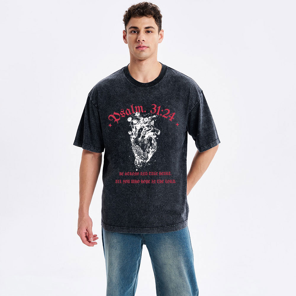 Be Strong And Tate Beart Christian Washed T-Shirt