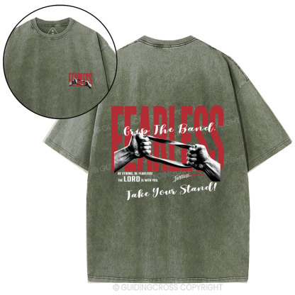 Be Strong Be Fearless Christian Washed T-Shirt