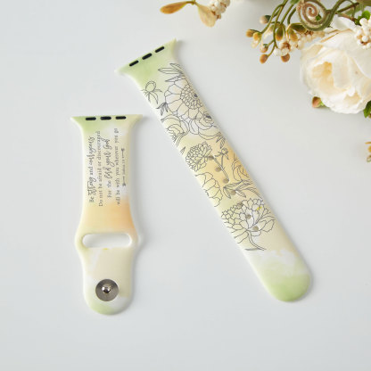 Be Strong and Courageous Joshua 19 Engraved Christian Print Watch Band