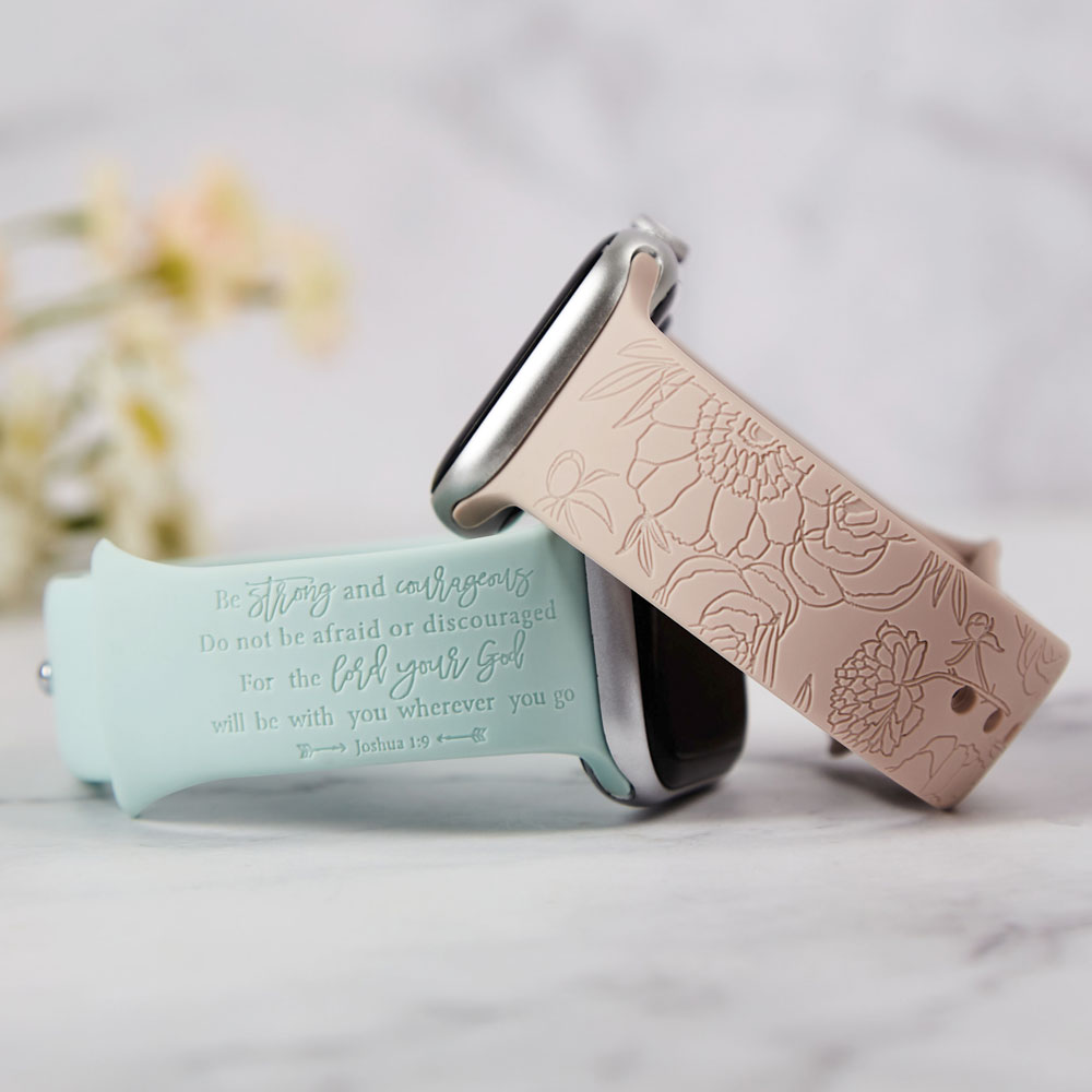Be Strong and Courageous Joshua 1:9 Engraved Christian Watch Band