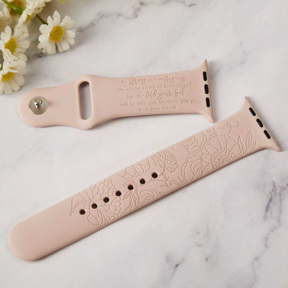 Be Strong and Courageous Joshua 1:9 Engraved Christian Watch Band