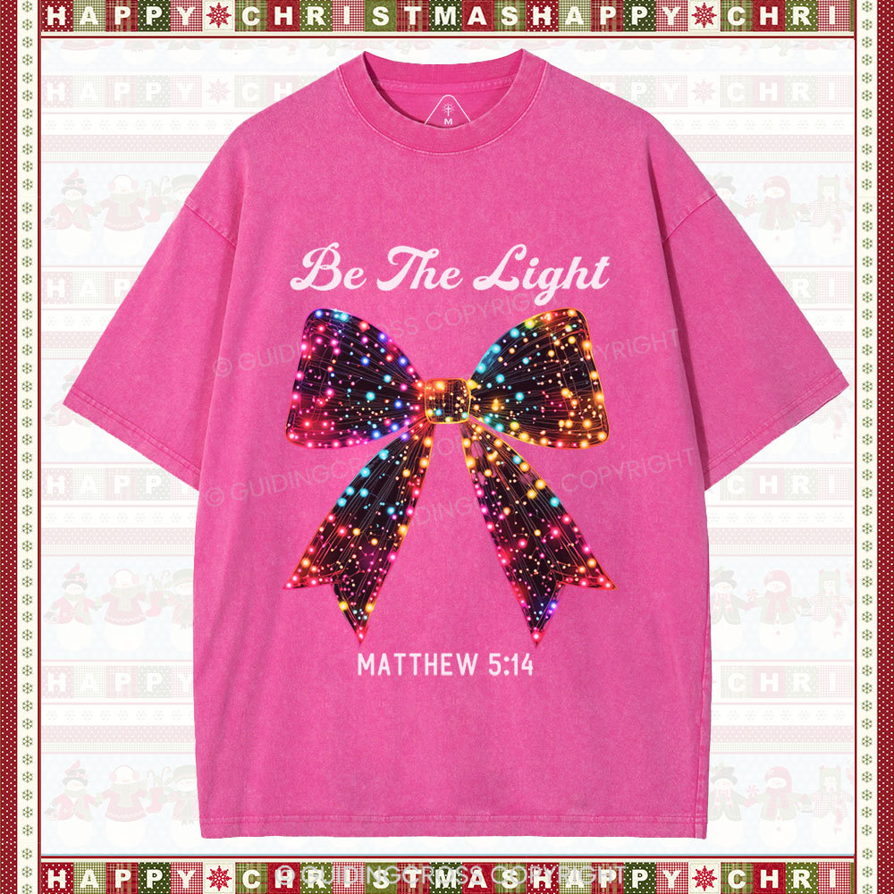 Be The Light Bow Christian Christmas Washed T-Shirt