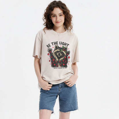 Be The Light Chistian Christmas Washed T-Shirt