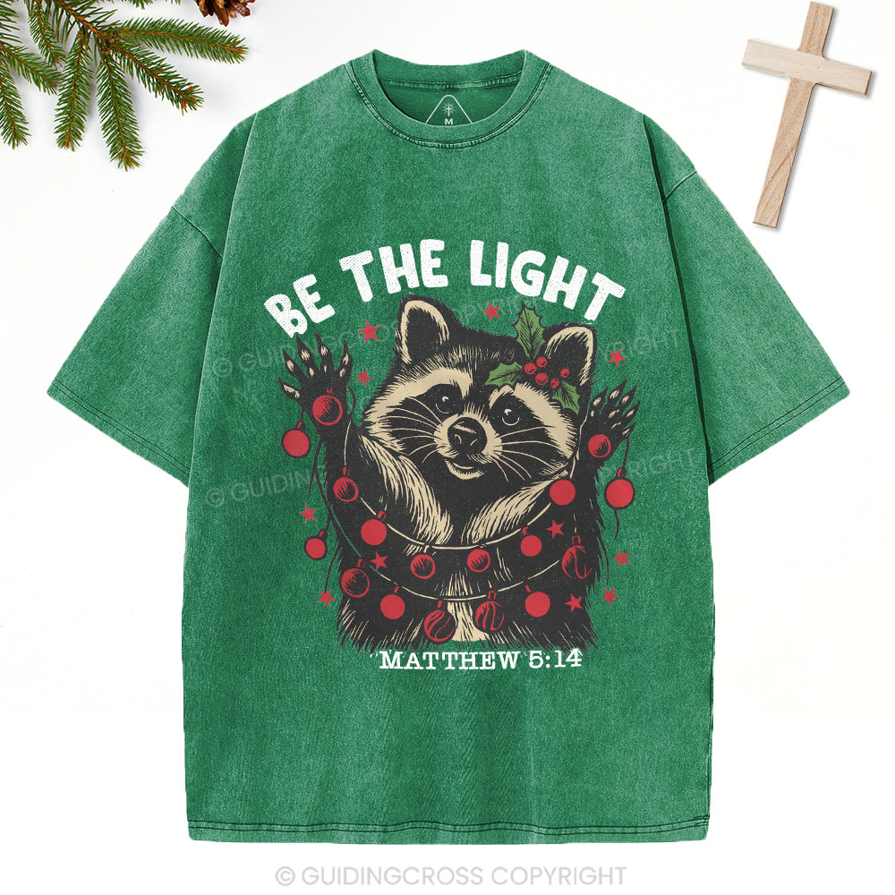 Be The Light Chistian Christmas Washed T-Shirt
