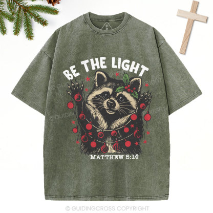 Be The Light Chistian Christmas Washed T-Shirt