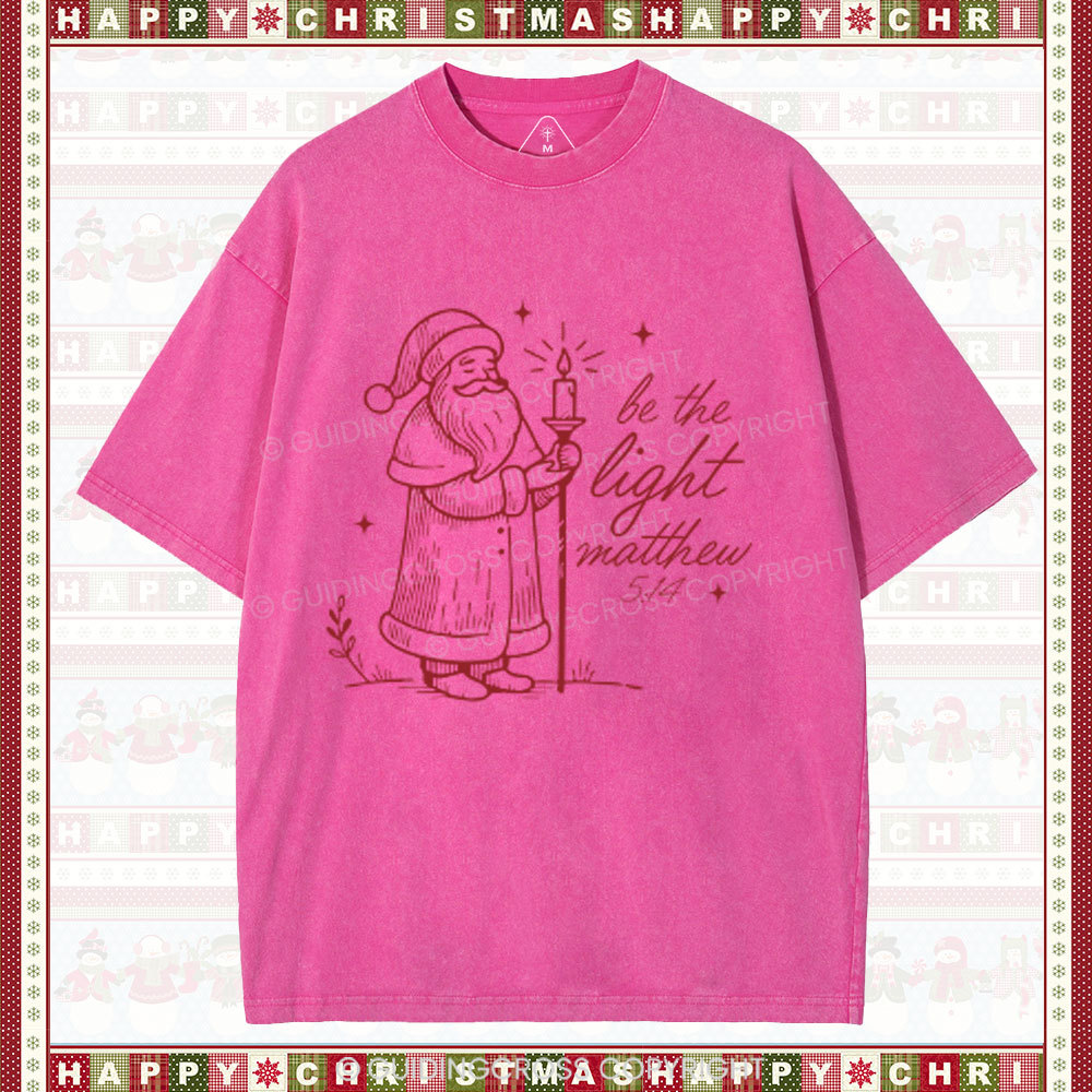 Be The Light Christian Christmas Washed T-Shirt 