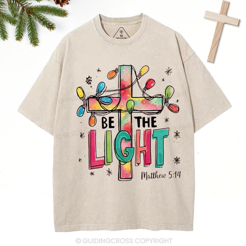 Be The Light Christian Christmas Washed T-Shirt