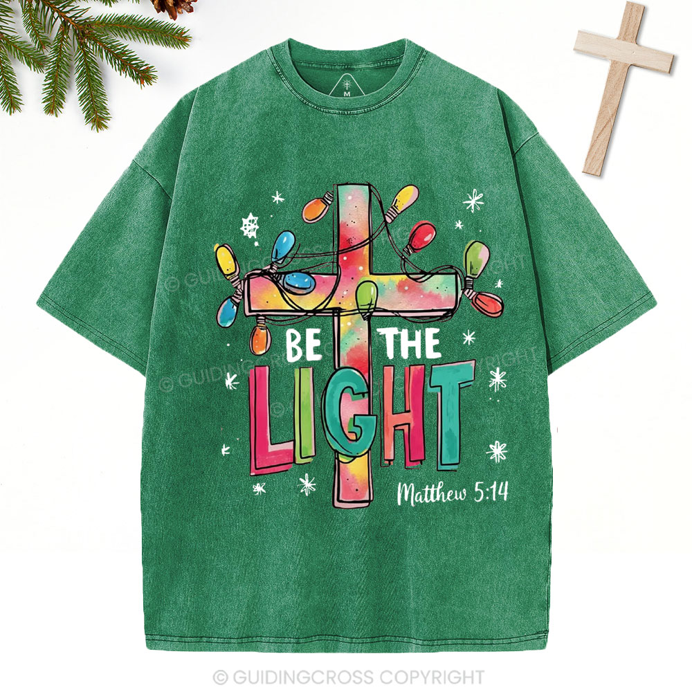 Be The Light Christian Christmas Washed T-Shirt