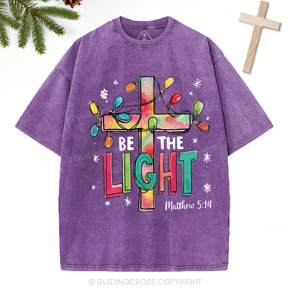 Be The Light Christian Christmas Washed T-Shirt