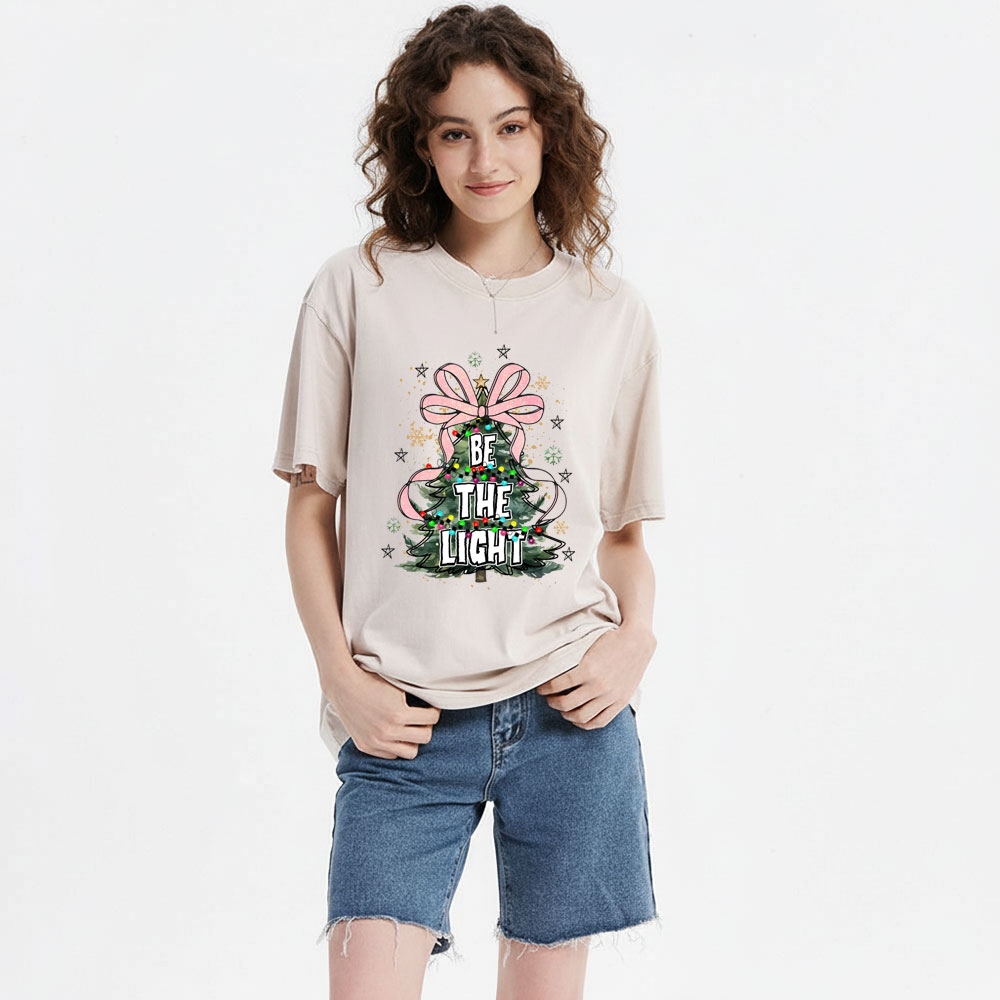 Be The Light Christian Christmas Washed T-Shirt
