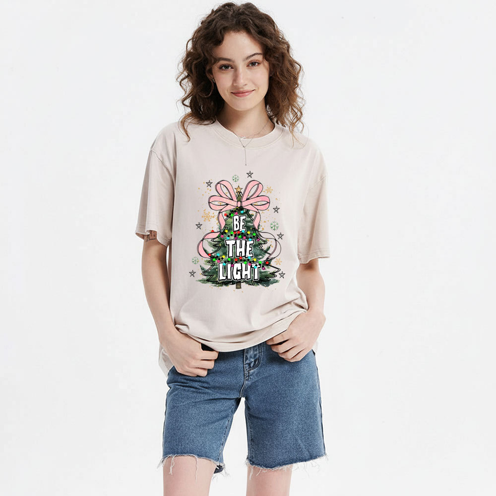 Be The Light Christian Christmas Washed T-Shirt