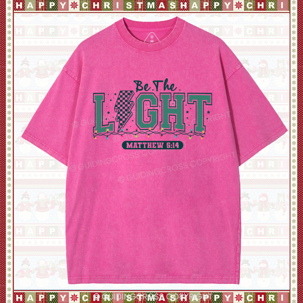 Be The Light Christian Christmas Washed T-Shirt
