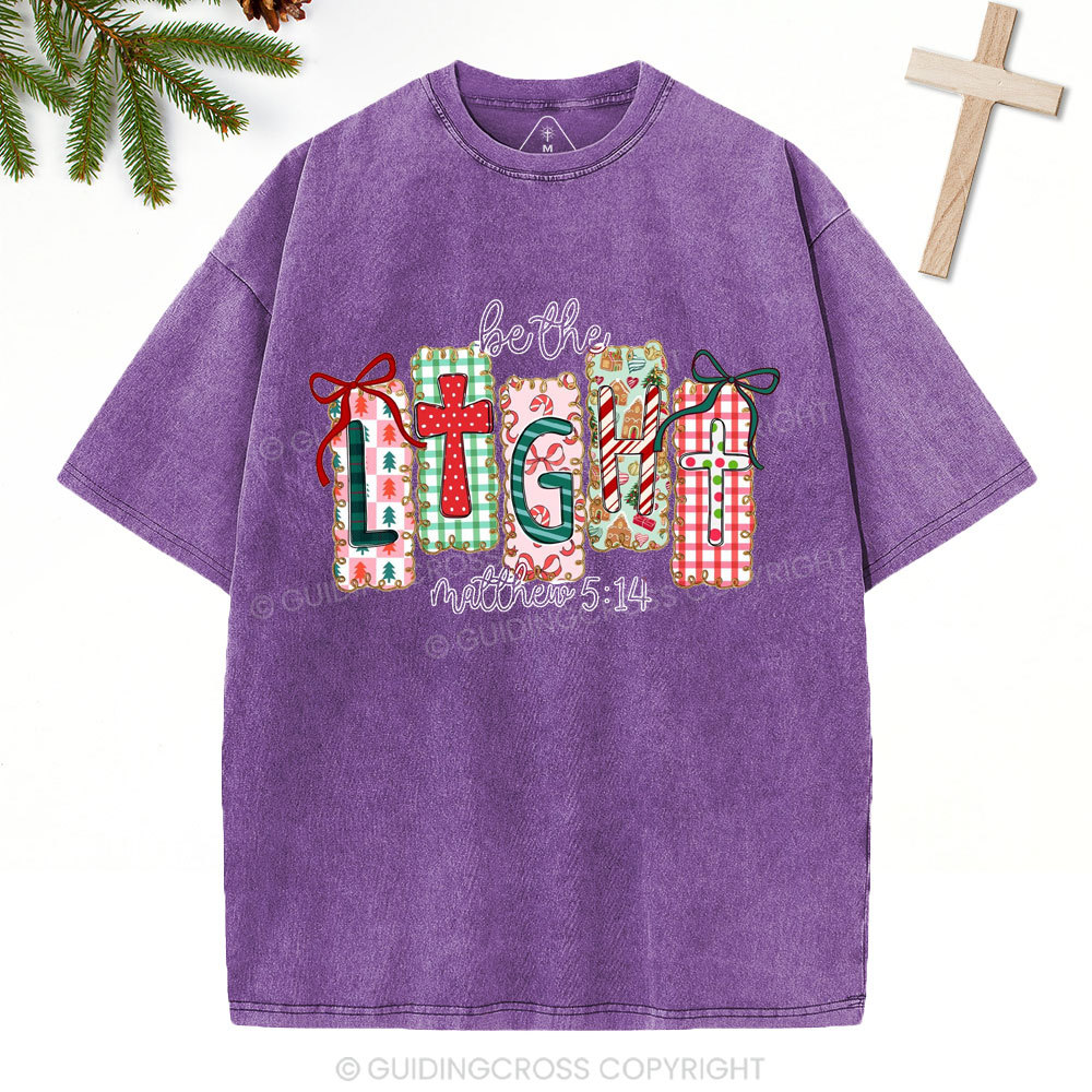 Be The Light Christian Christmas Washed T-Shirt