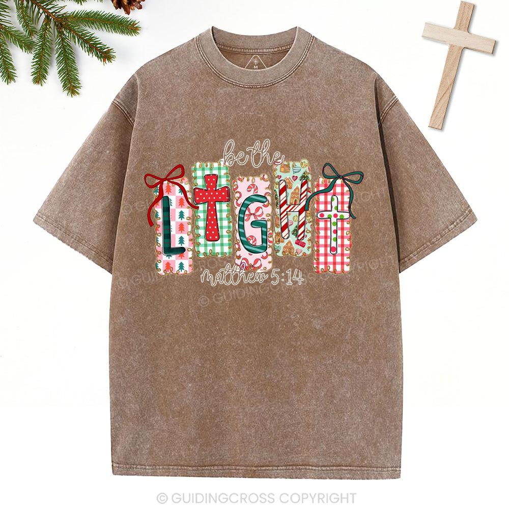 Be The Light Christian Christmas Washed T-Shirt